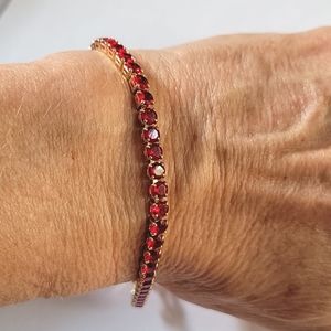 Red 13ctw CZ goldtone (brass) bracelet